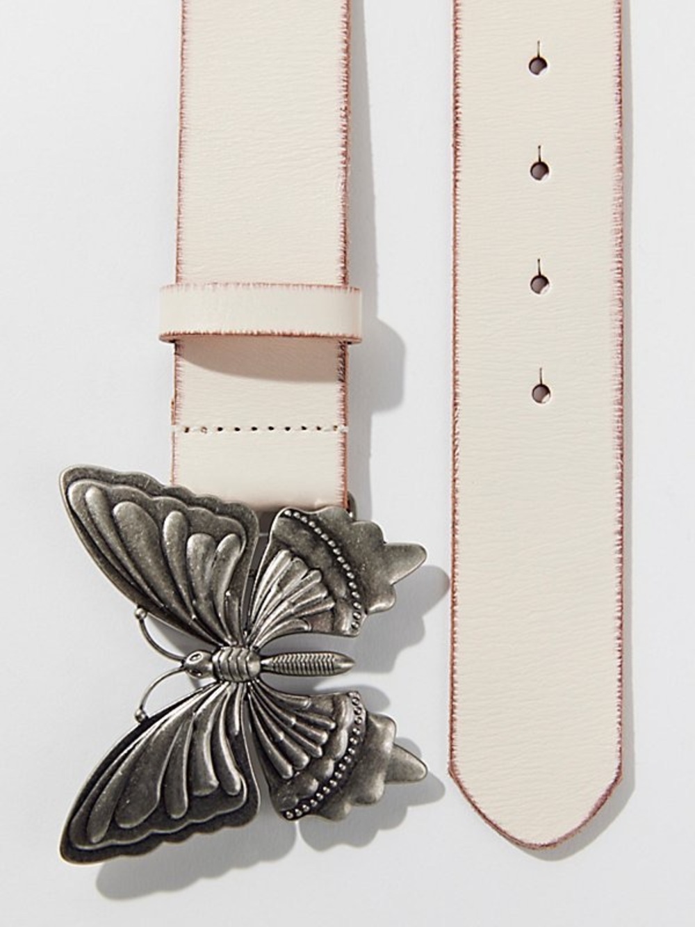 Urban Outfitters Butterfly Buckle Leather Belt - distressed Silver metal tone